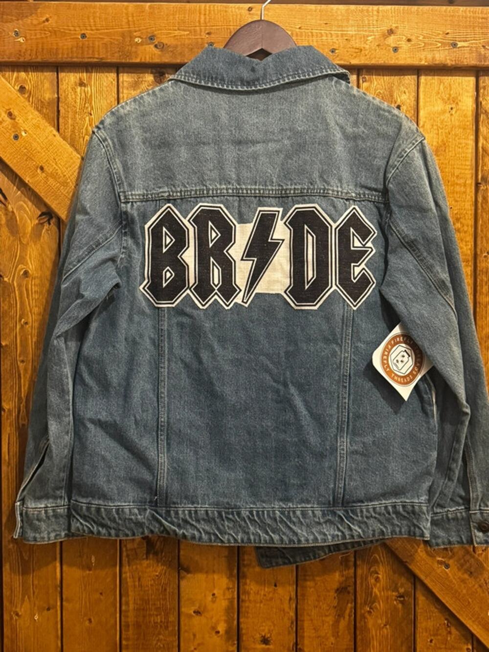 NWT Small Shop Denim Jean Jacket Med Bride wedding rock Jean Vegas Bachelorette